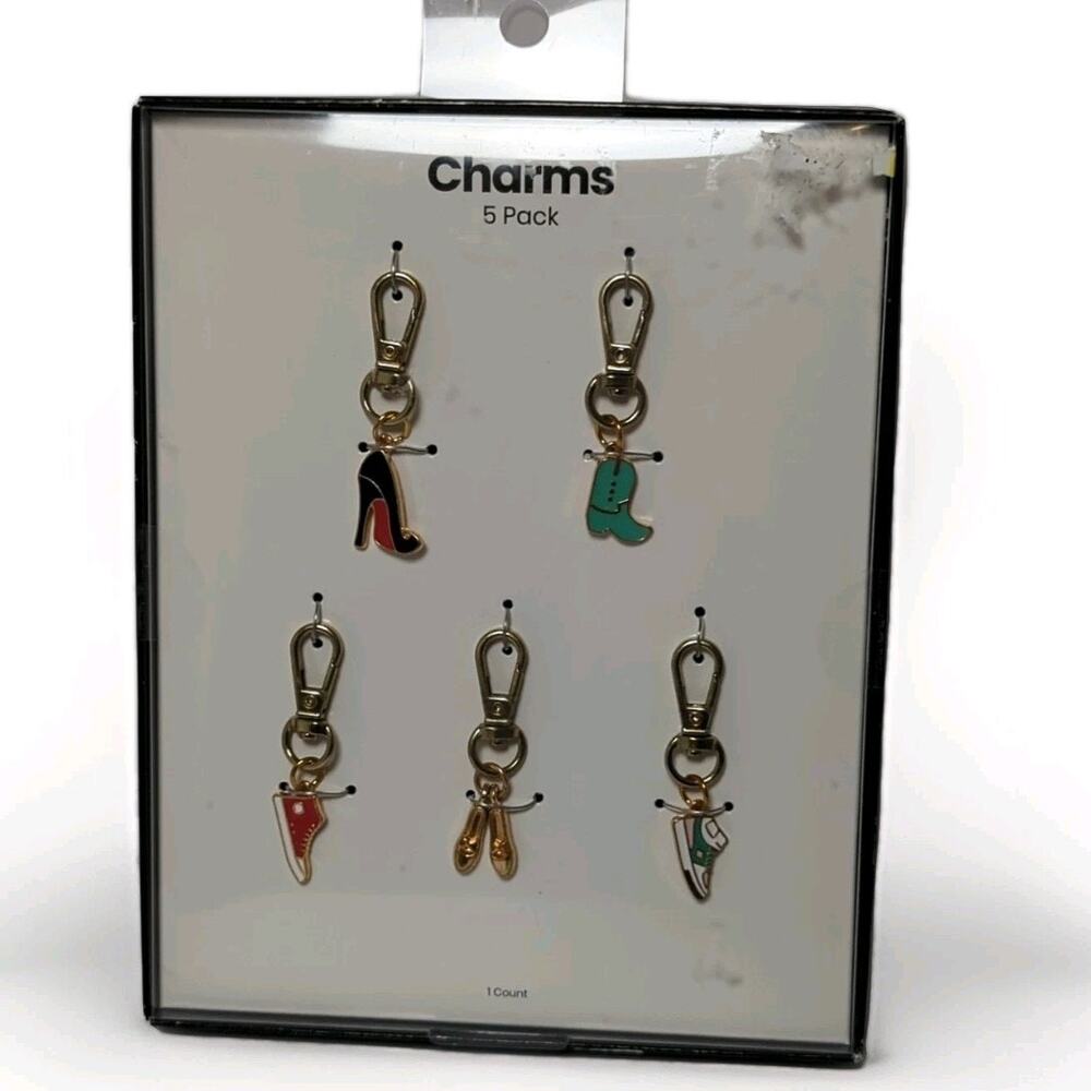 5pc Metal Bag Charm Set - Clip On Purse Backpack Keychain Zipper Pulls